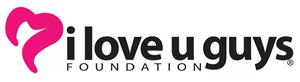 pink heart i love u guys foundation black lettering logo  