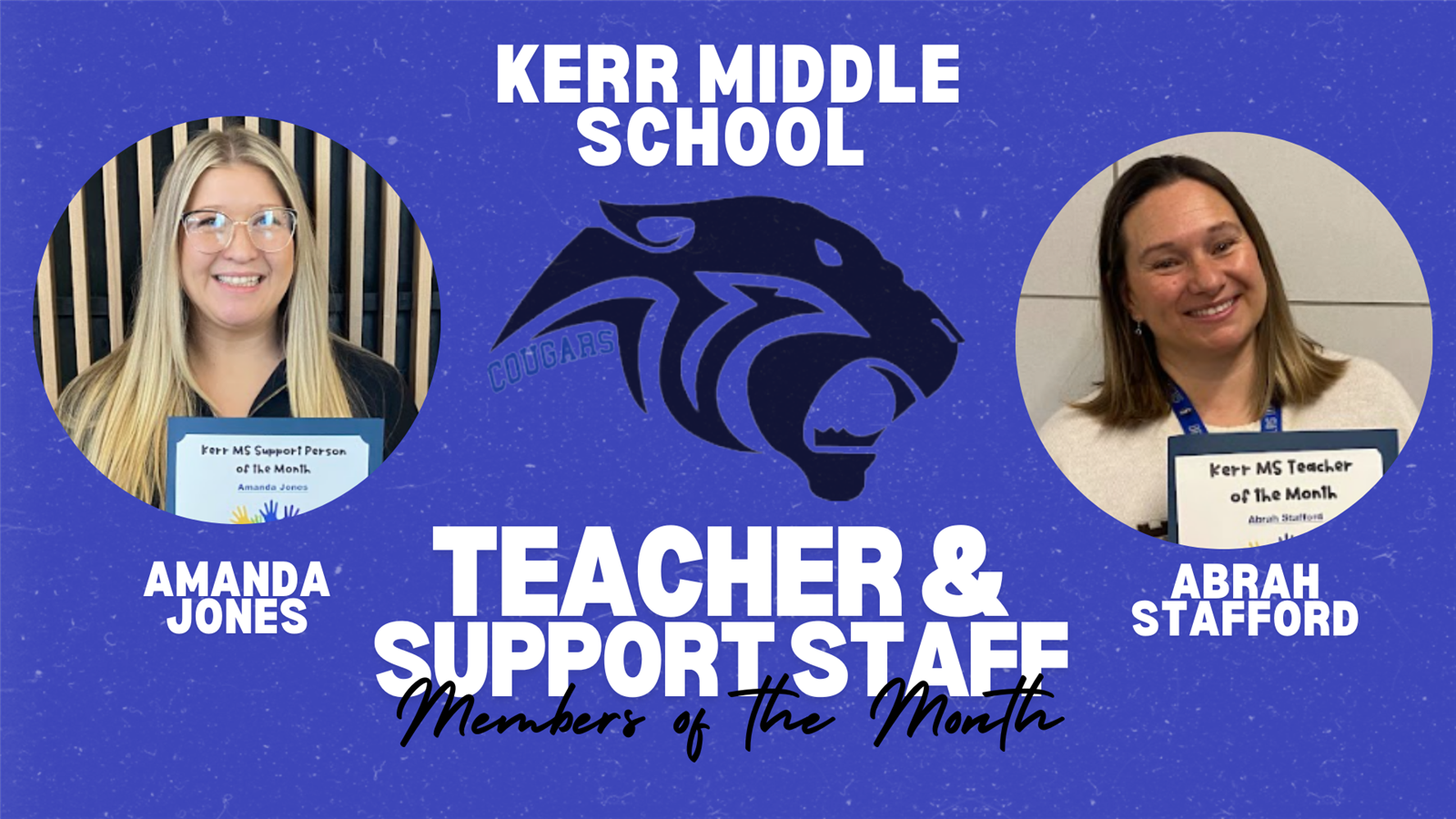  January Teacher and Support Staff Member of the Month 