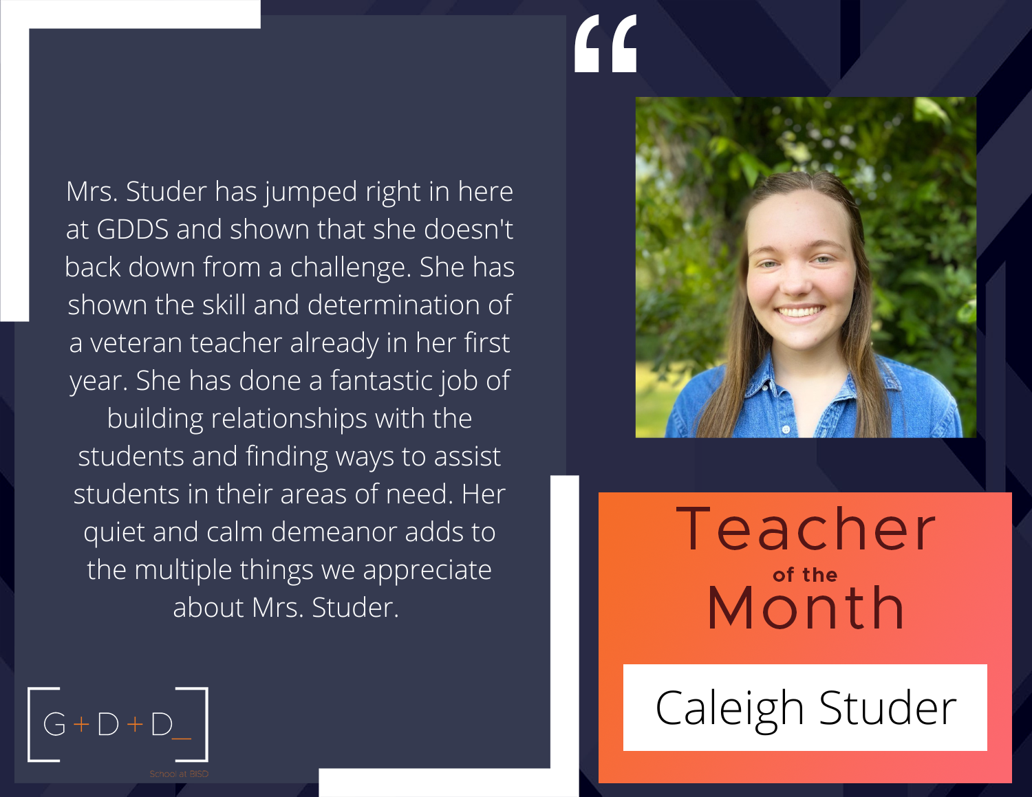  November Teacher of the Month