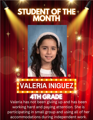 Student of the month Valeria Iniguez 