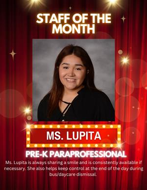 Staff of the month Ms. Lupita