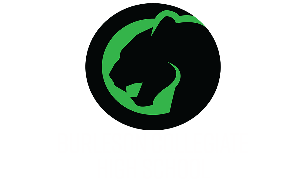 Burleson Collegiate Image of a black panther in a green circle